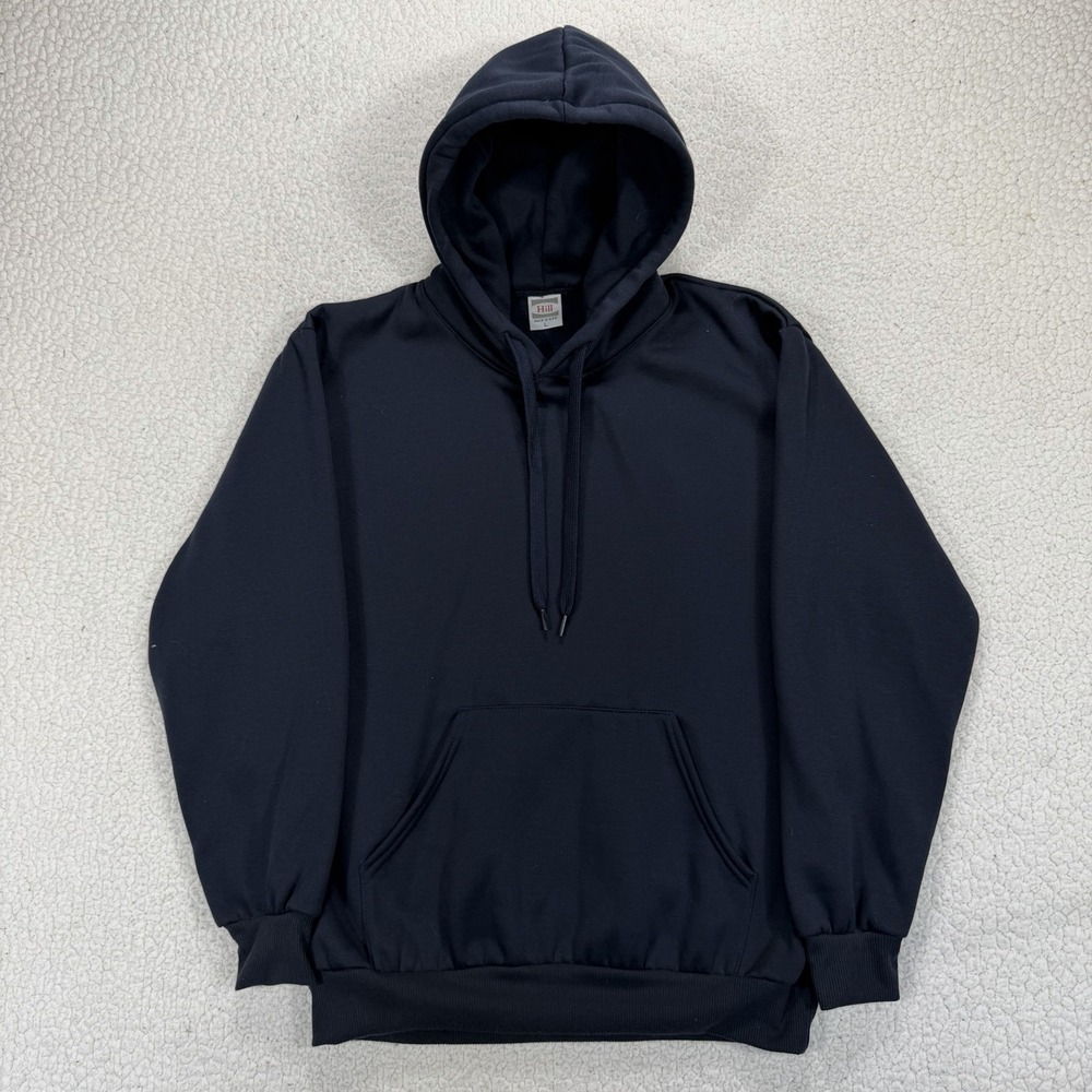 Vintage‎ Hill Made In USA Pullover Hoodie Blank Men's L Navy Streetwear Casual